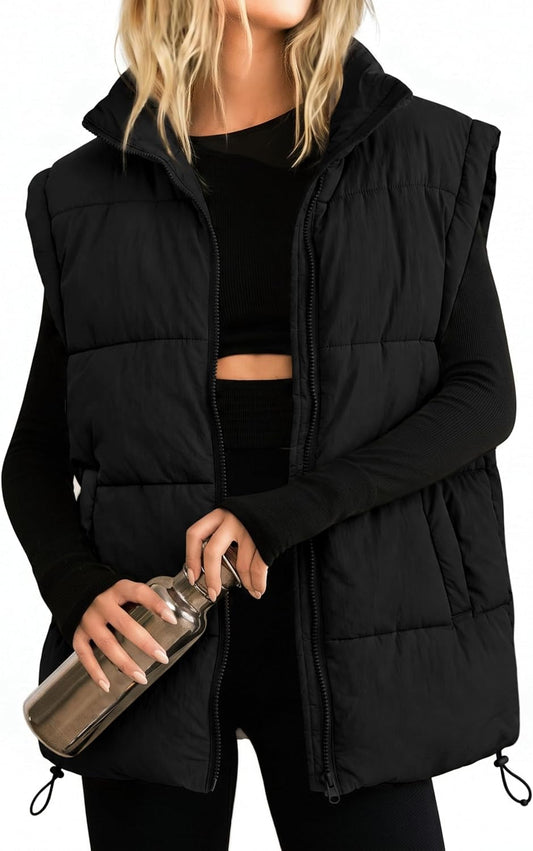 Athlisan Womens Zip Up Puffer Vest Stand Collar Sleeveless Padded Jacket Coat