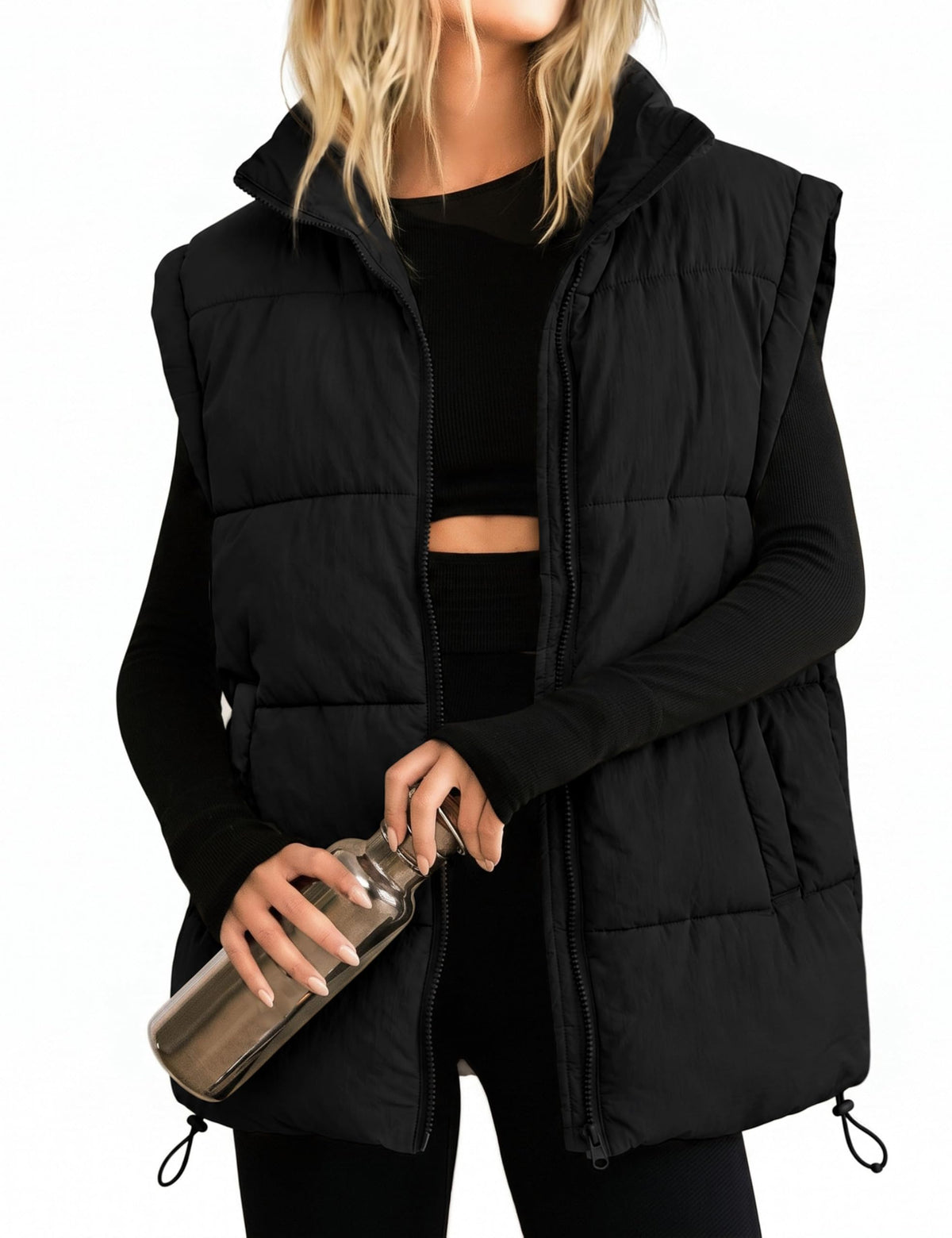 Athlisan Womens Zip Up Puffer Vest Stand Collar Sleeveless Padded Jacket Coat
