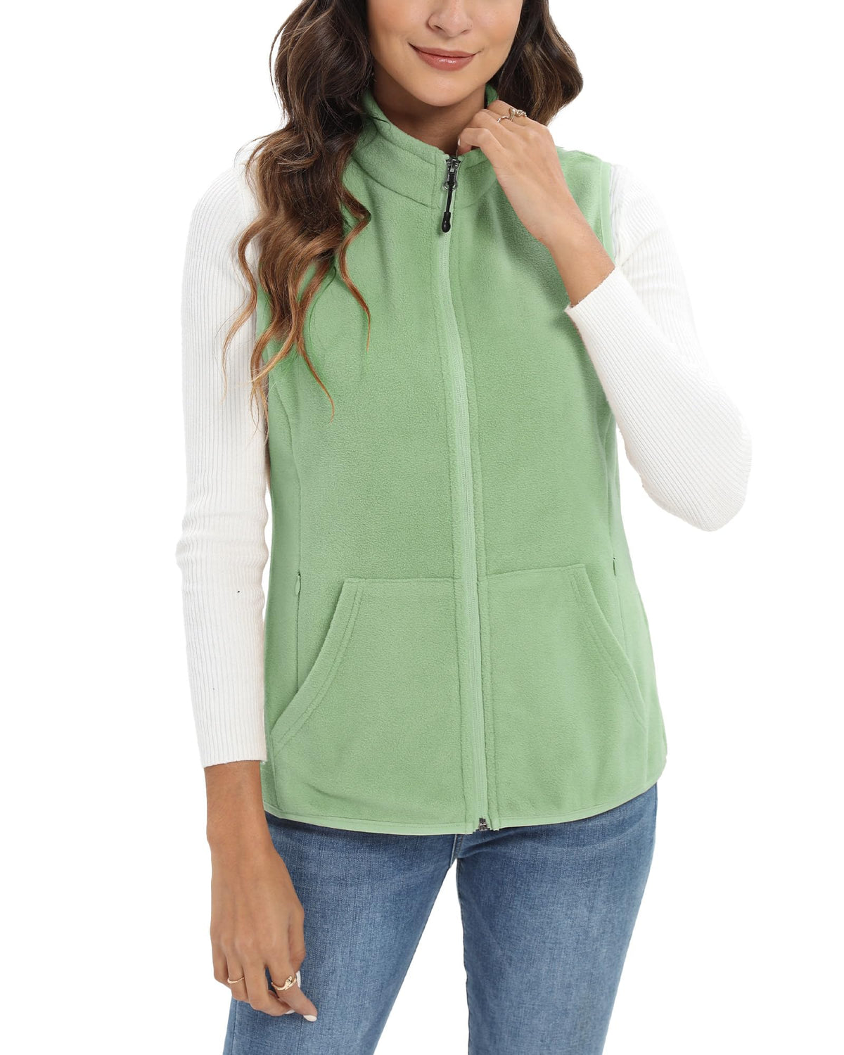 Argstar Women’s Fleece Vest with 6 Pockets, Lightweight Sleeveless Gilet