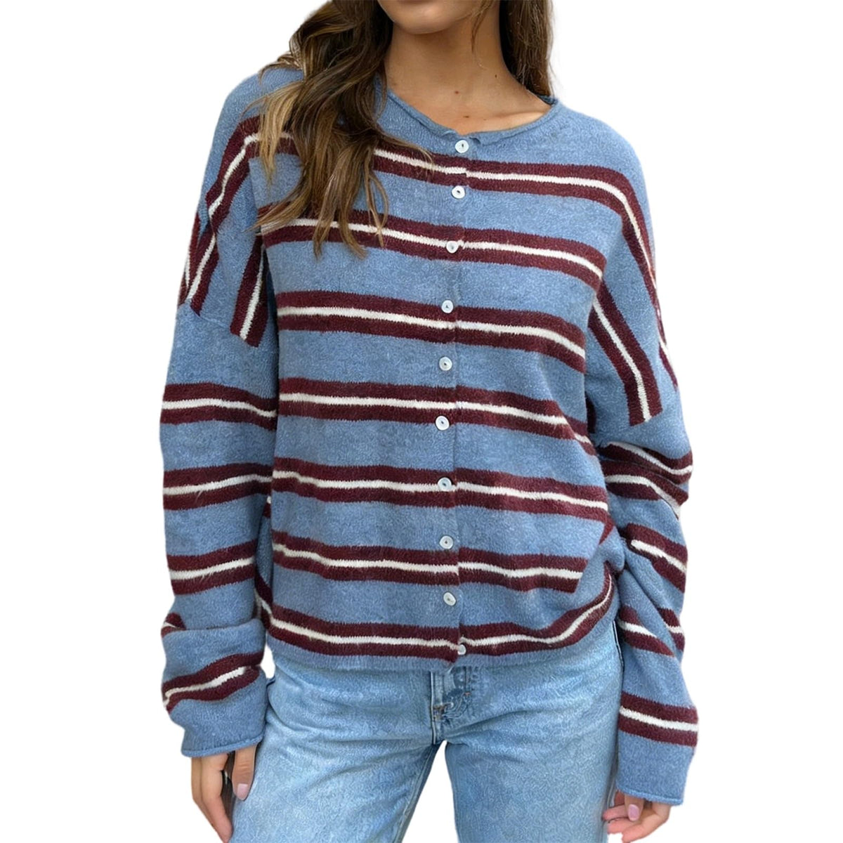 Women Knit Cardigan Sweaters Long Sleeve Button Down Loose Top