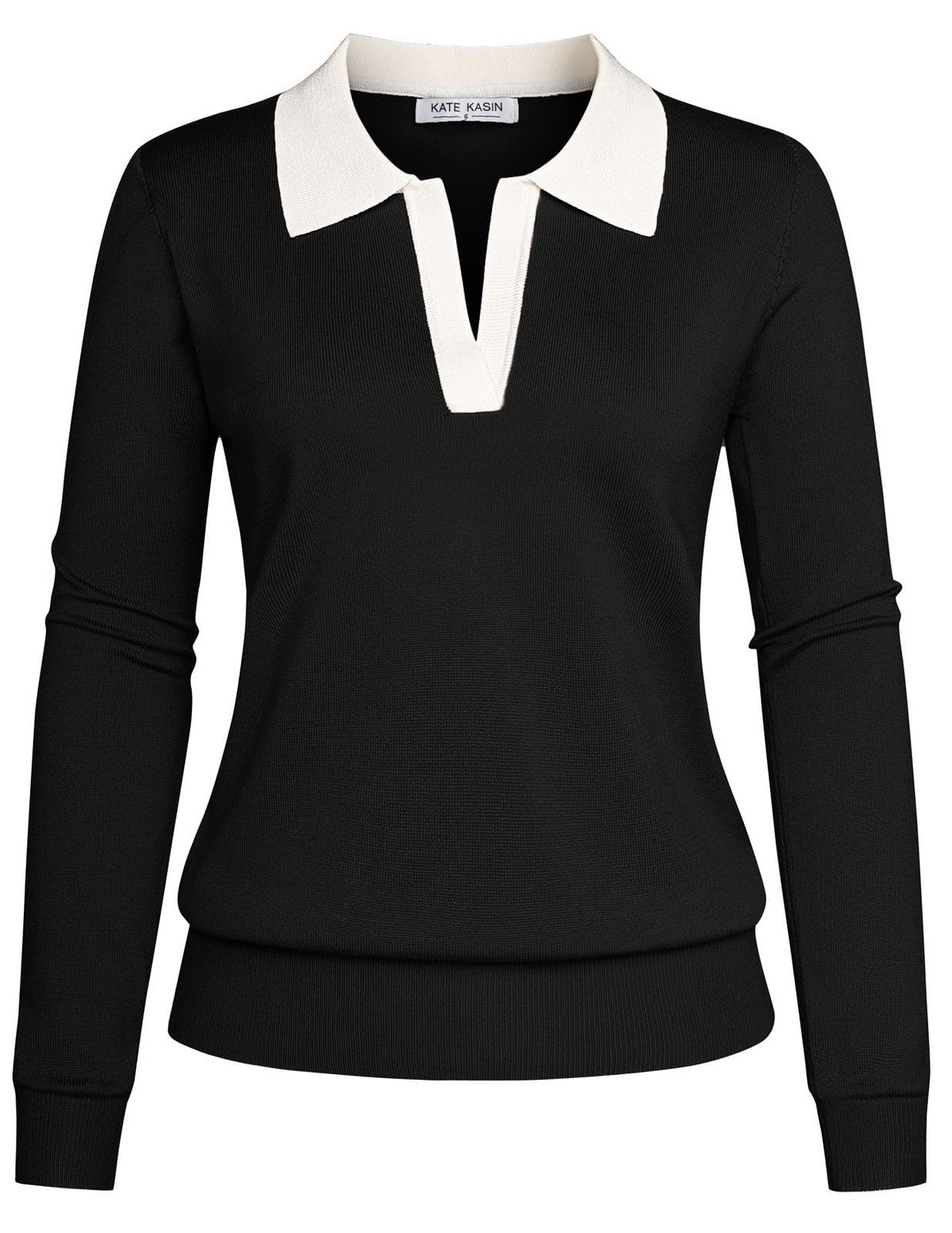 Women's Long Sleeve Classic V Neck Casual Fall Winter Polo Sweater Tops