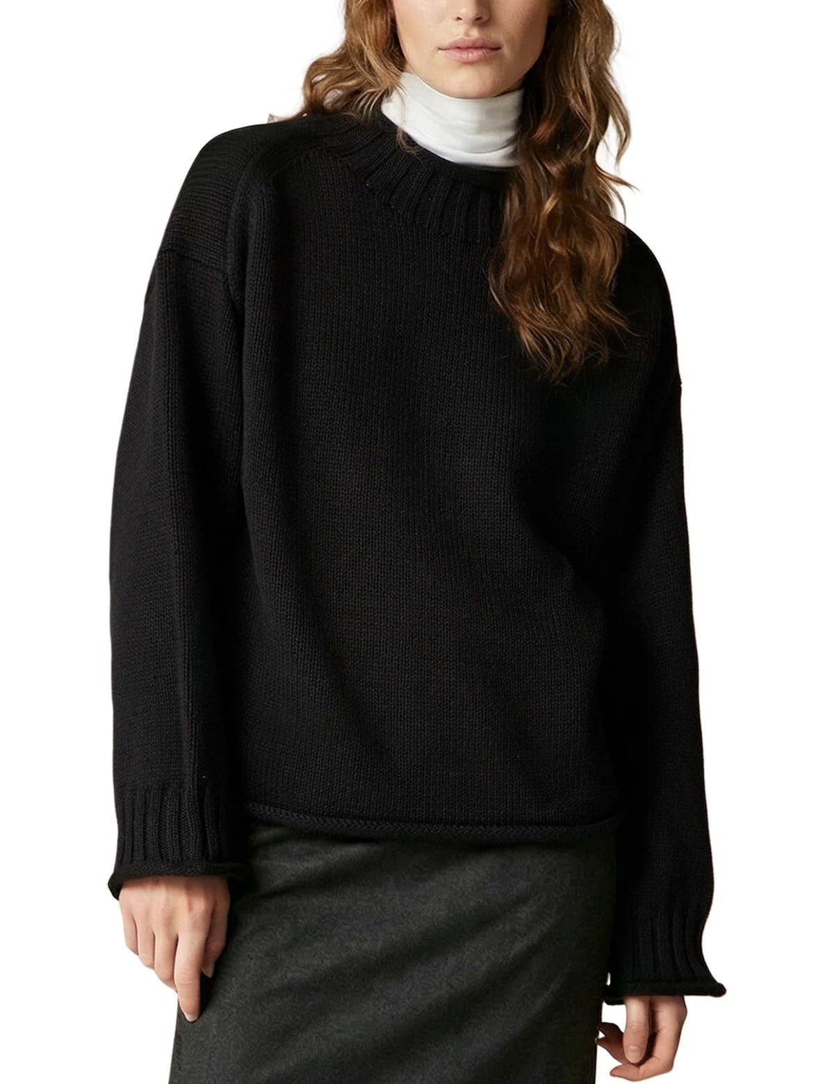 Wyeysyt Womens Oversized Rollneck Sweater Chunky Sweater