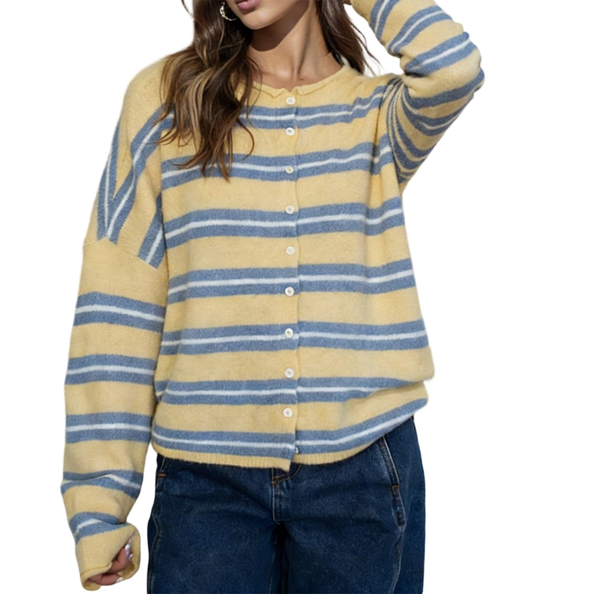 Women Knit Cardigan Sweaters Long Sleeve Button Down Loose Top