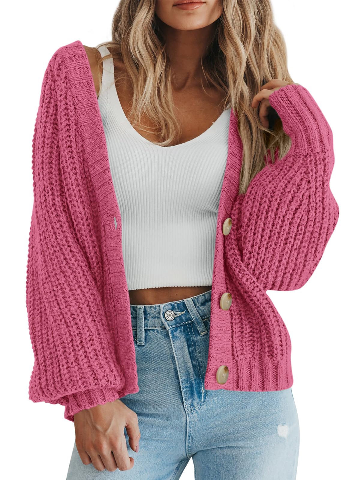 PRETTYGARDEN Women's Chunky Knit Open Front Cardigan Sweaters Fall Outfits