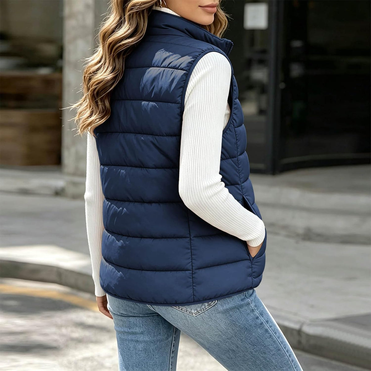 Women's Puffer Vest Lightweight Quilted Sleeveless Jacket Zip Up