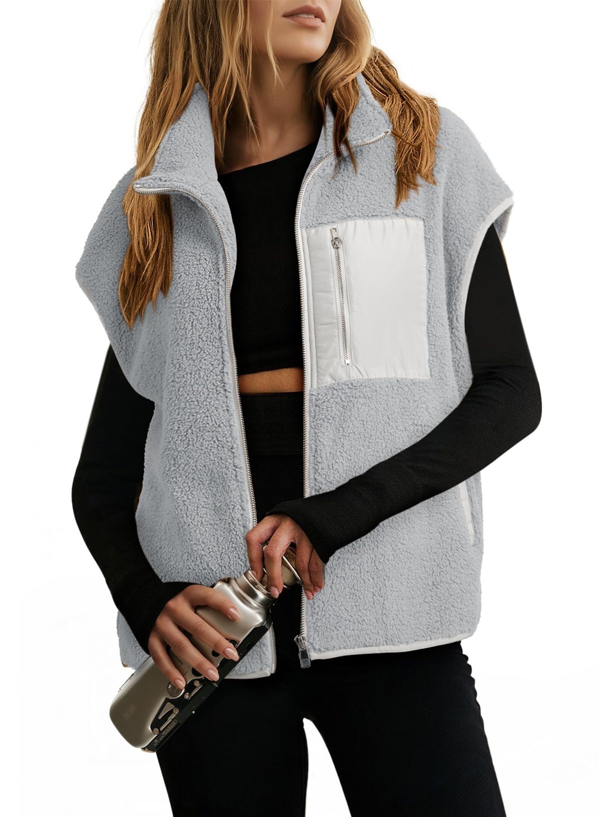 Dokotoo Fleece Womens Vest Zip Up Oversized Casual Jacket 2026