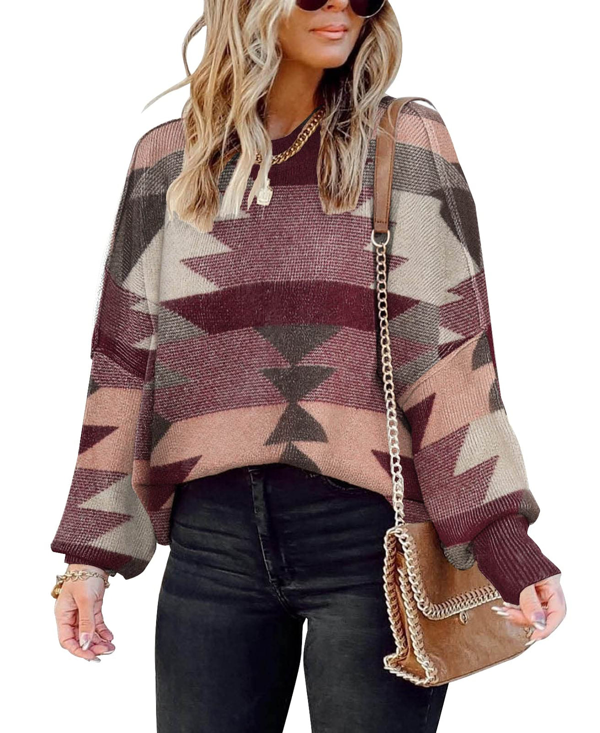 Womens Sweaters Causal Crewneck Batwing Sleeve Knit Top Side Split Oversized Pullover Sweater Loose Jumper