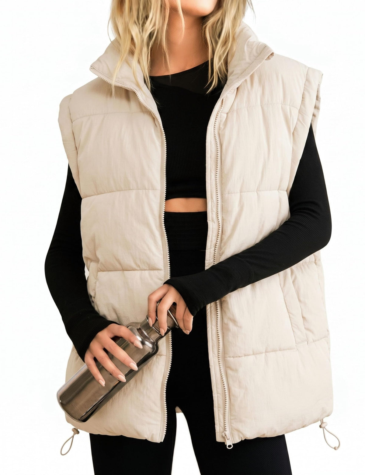 Athlisan Womens Zip Up Puffer Vest Stand Collar Sleeveless Padded Jacket Coat