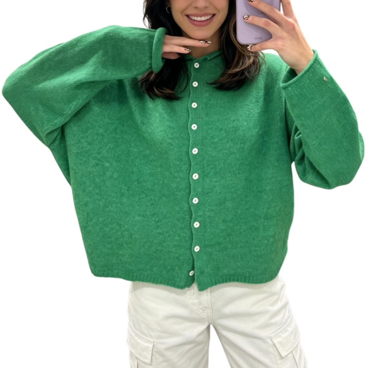 Women Knit Cardigan Sweaters Long Sleeve Button Down Loose Top