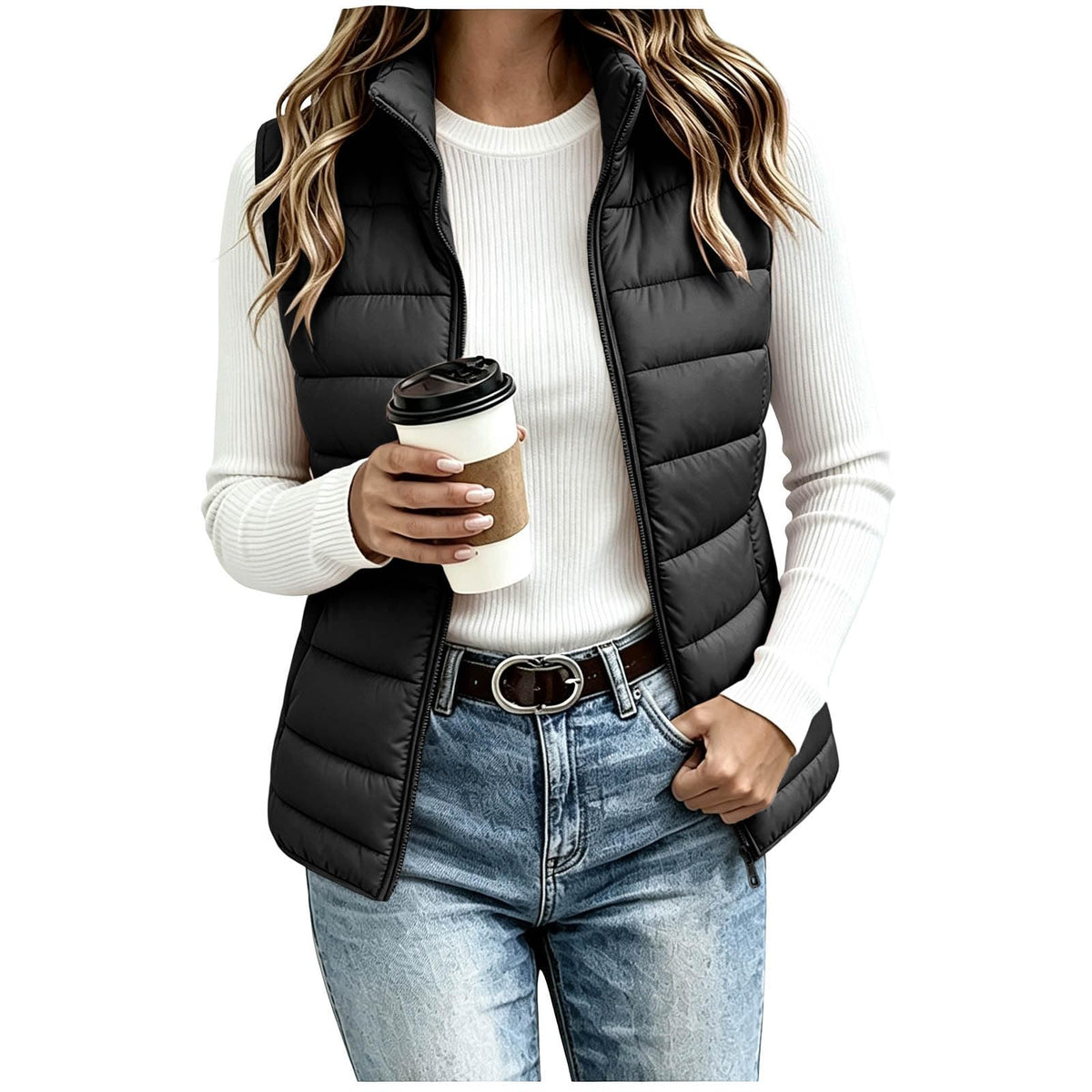 Women's Puffer Vest Lightweight Quilted Sleeveless Jacket Zip Up