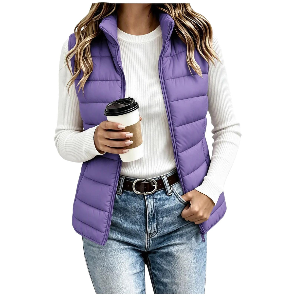 Women's Puffer Vest Lightweight Quilted Sleeveless Jacket Zip Up