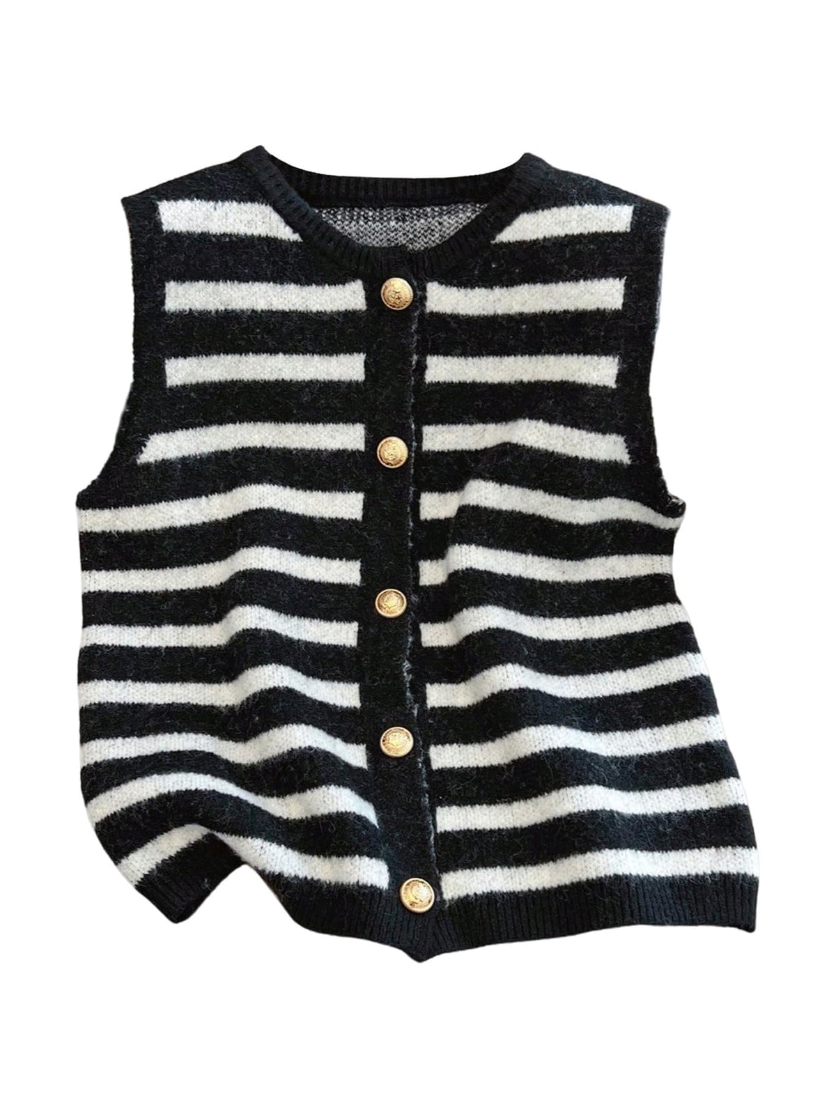 RoseSeek Women's Button Down Sweater Vest Sleeveless Crewneck Knit Knitwear