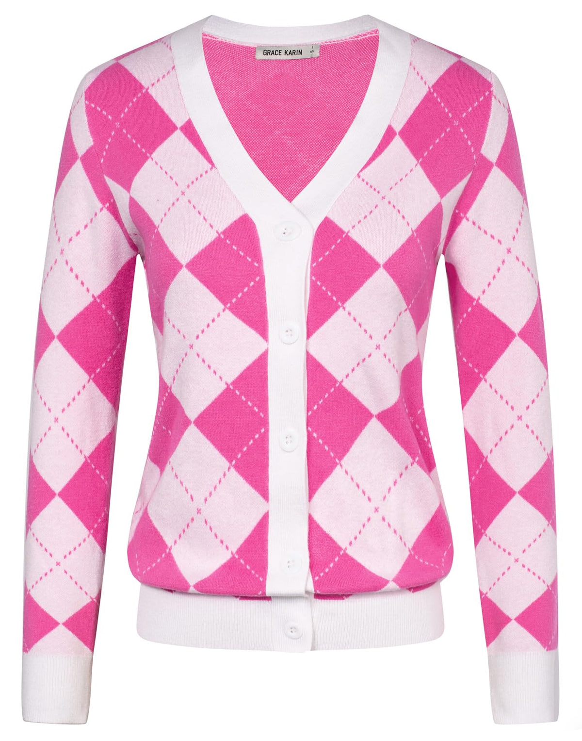 GRACE KARIN Cardigan Sweaters for Women Fall Argyle Sweater Preppy Clothes