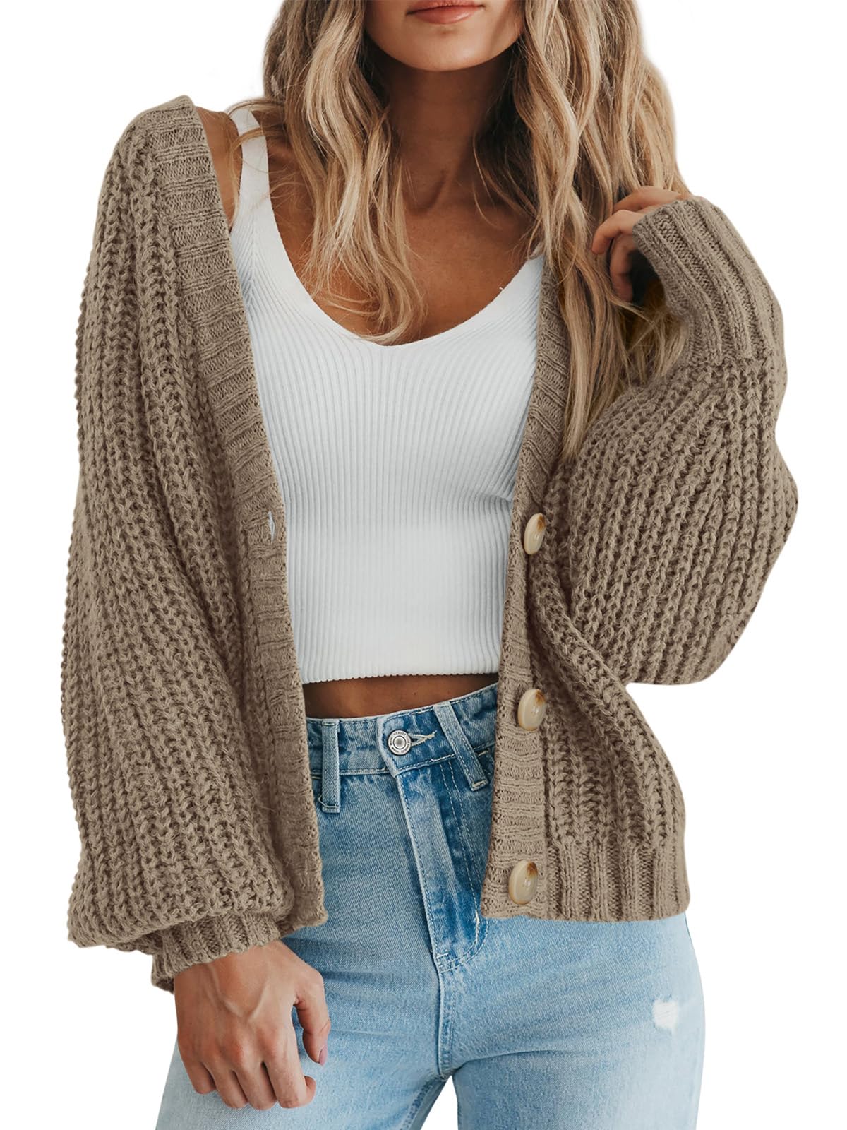 PRETTYGARDEN Women's Chunky Knit Open Front Cardigan Sweaters Fall Outfits