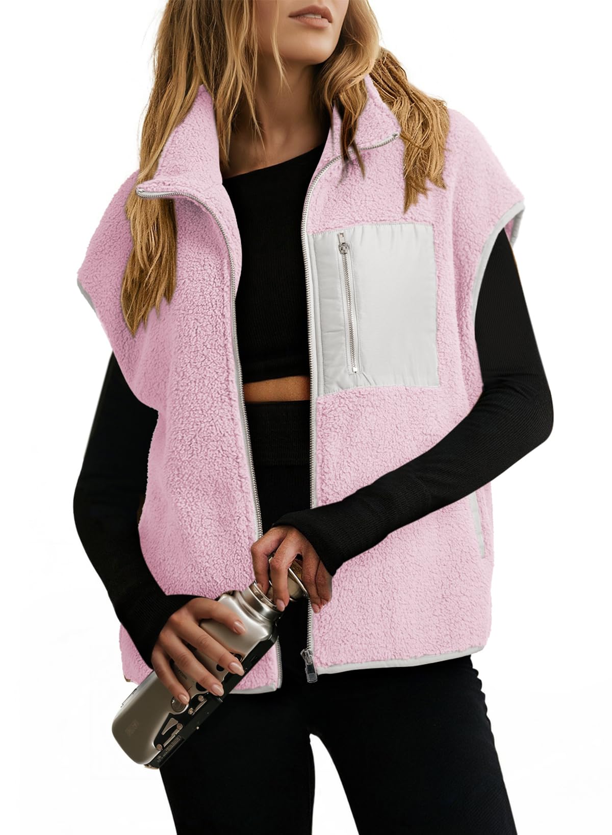 Dokotoo Fleece Womens Vest Zip Up Oversized Casual Jacket 2026