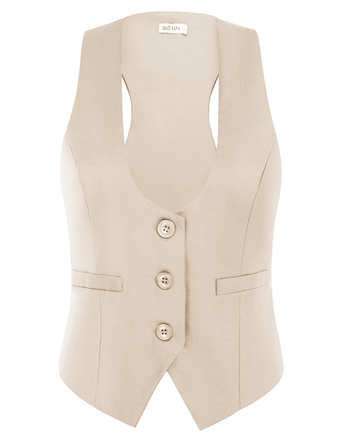 GRACE KARIN Women's Suit Vest Top, Dressy Casual Sleeveless Button Waistcoat, Fromal Steampunk Blazer for Work Office