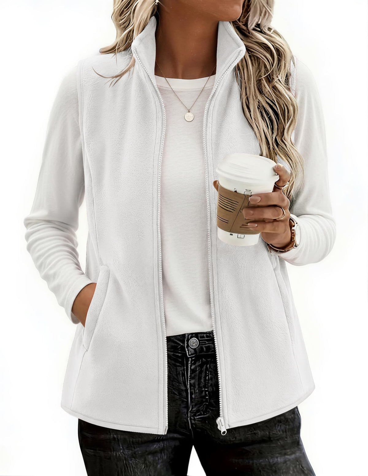 Zeagoo Womens Outerwear Vests With Pockets Zipper Sleeveless Fleece Jackets