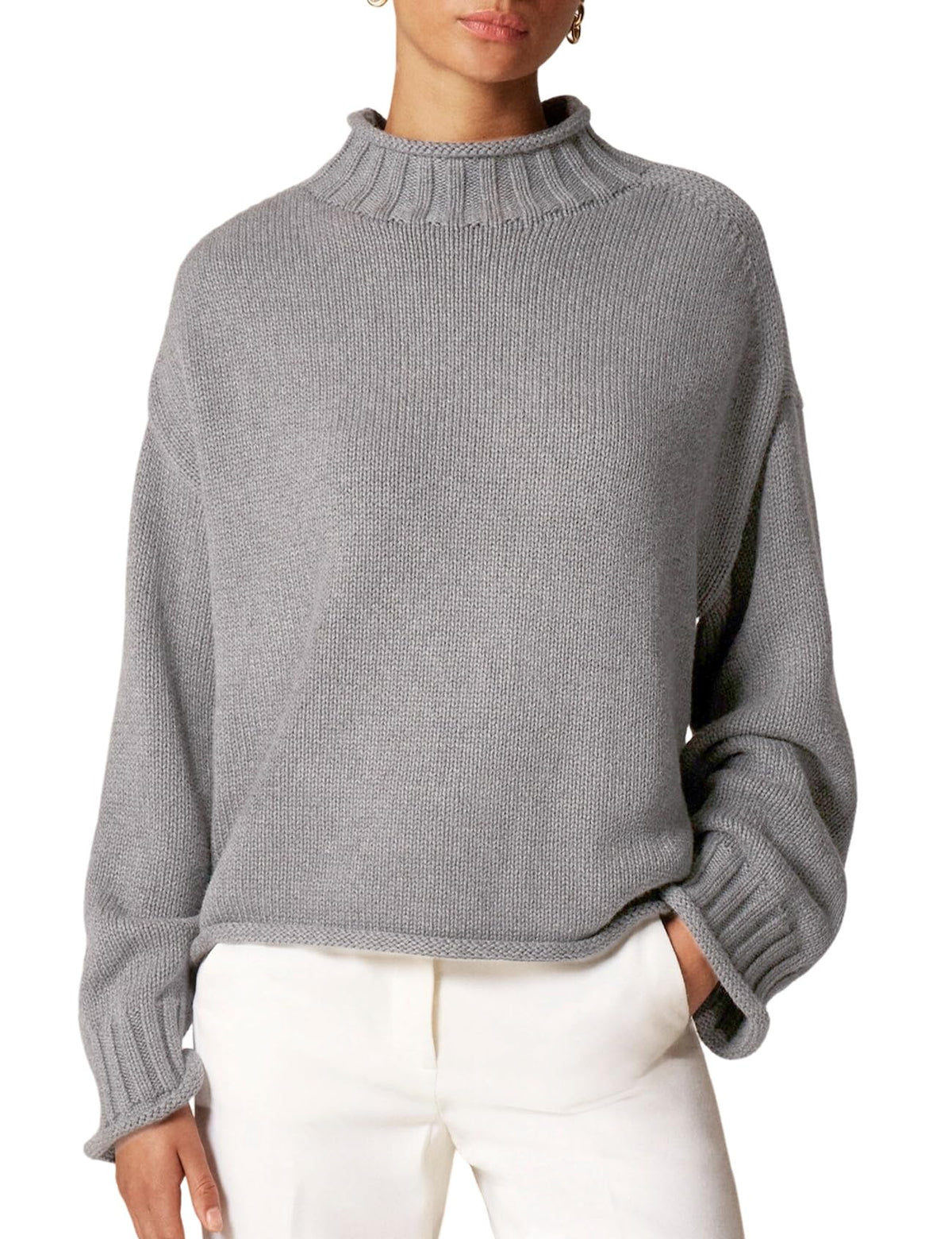 Wyeysyt Womens Oversized Rollneck Sweater Chunky Sweater