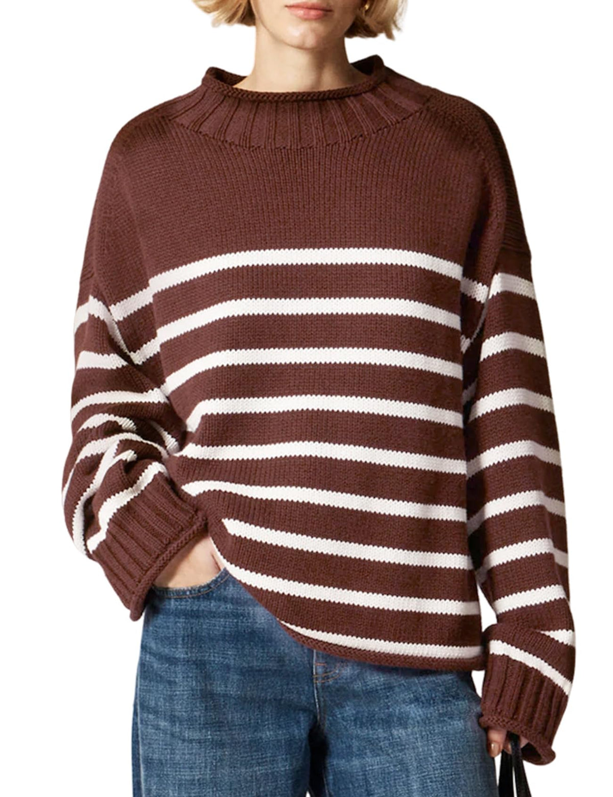 Wyeysyt Womens Oversized Rollneck Sweater Chunky Sweater
