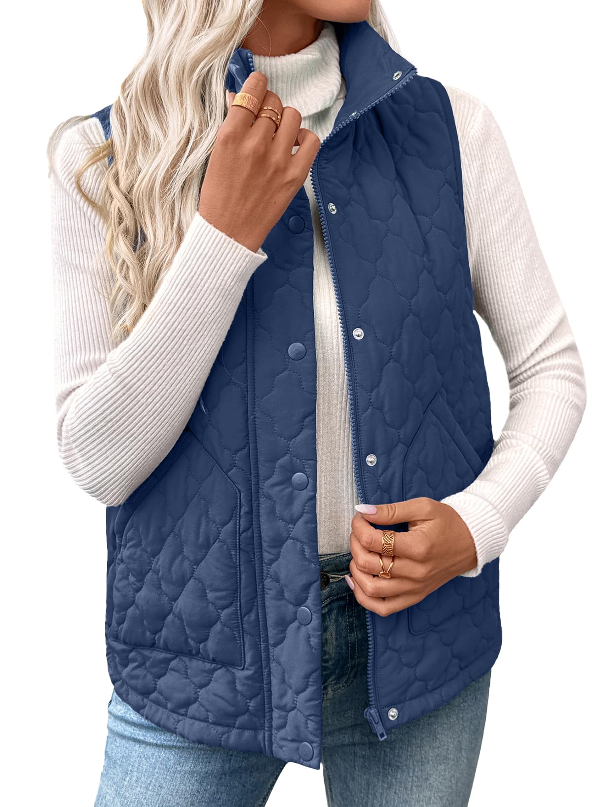 EVALESS Womens Puffer Vest Trendy Lightweight Quilted Jackets