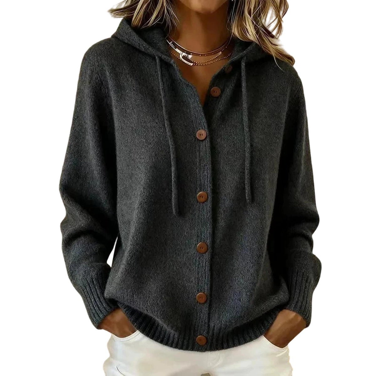 Knit Cardigan Sweaters for Women Button Down Long Sleeve Hoodies
