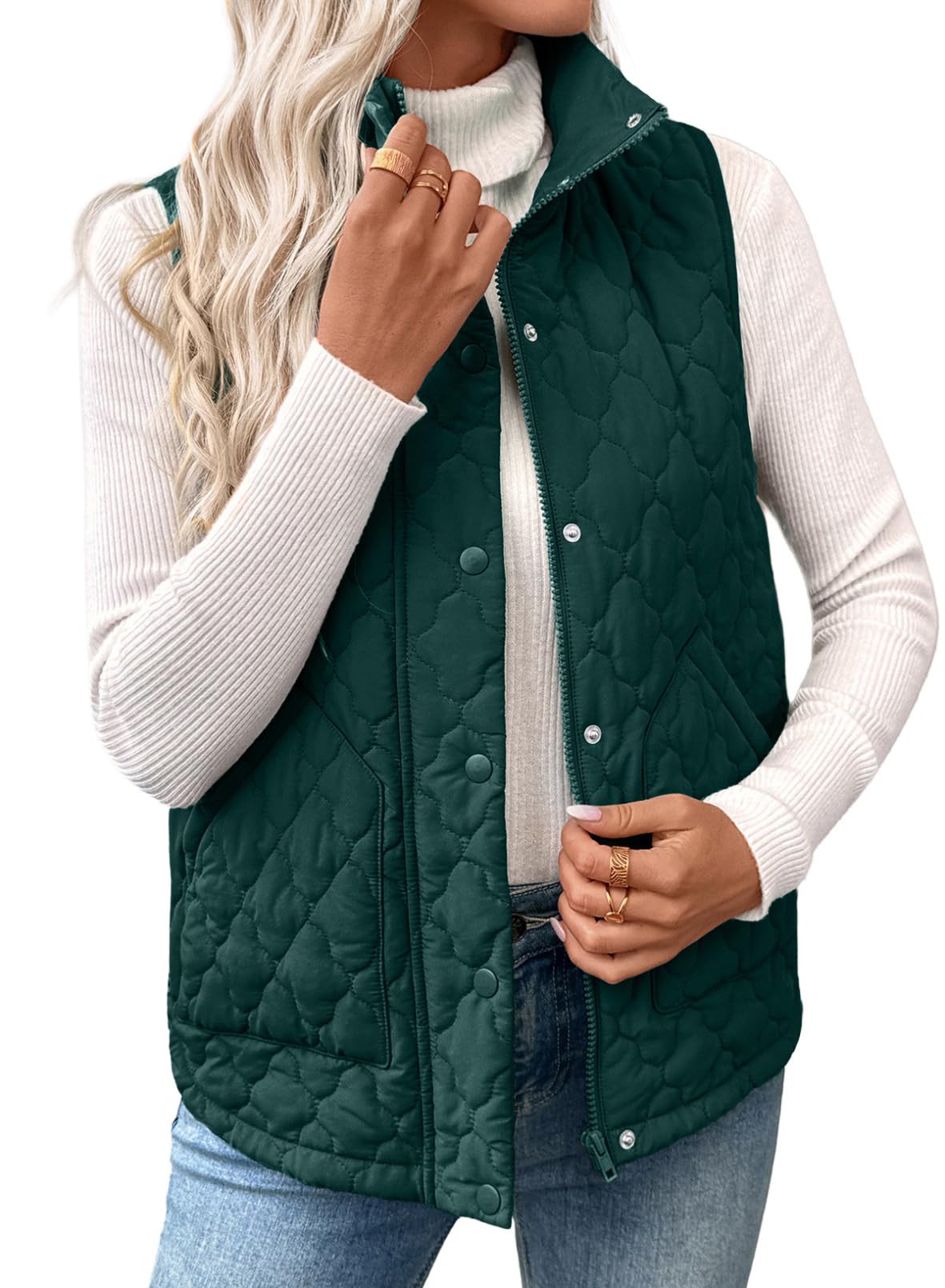 EVALESS Womens Puffer Vest Trendy Lightweight Quilted Jackets