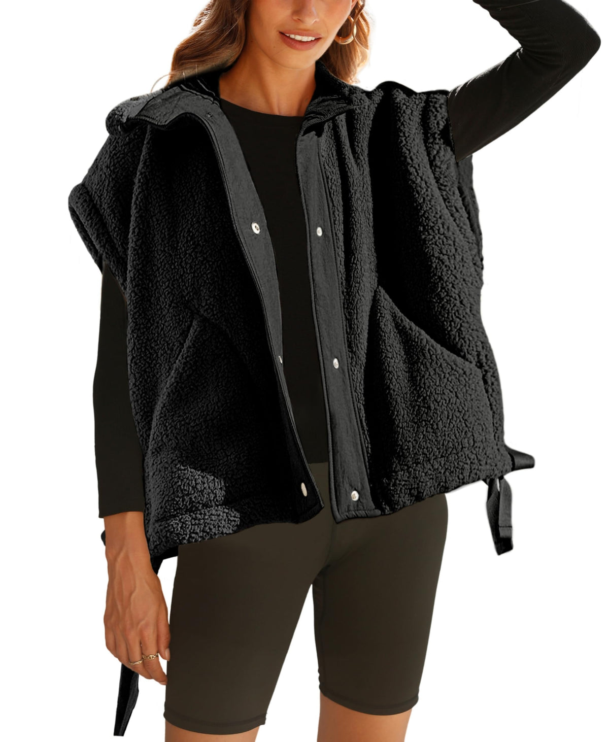 OPCAKM Women's Fuzzy Fleece Vest Sleeveless Sherpa Jacket