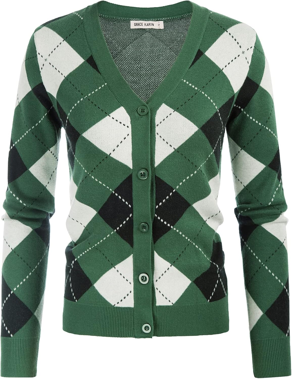 GRACE KARIN Cardigan Sweaters for Women Fall Argyle Sweater Preppy Clothes