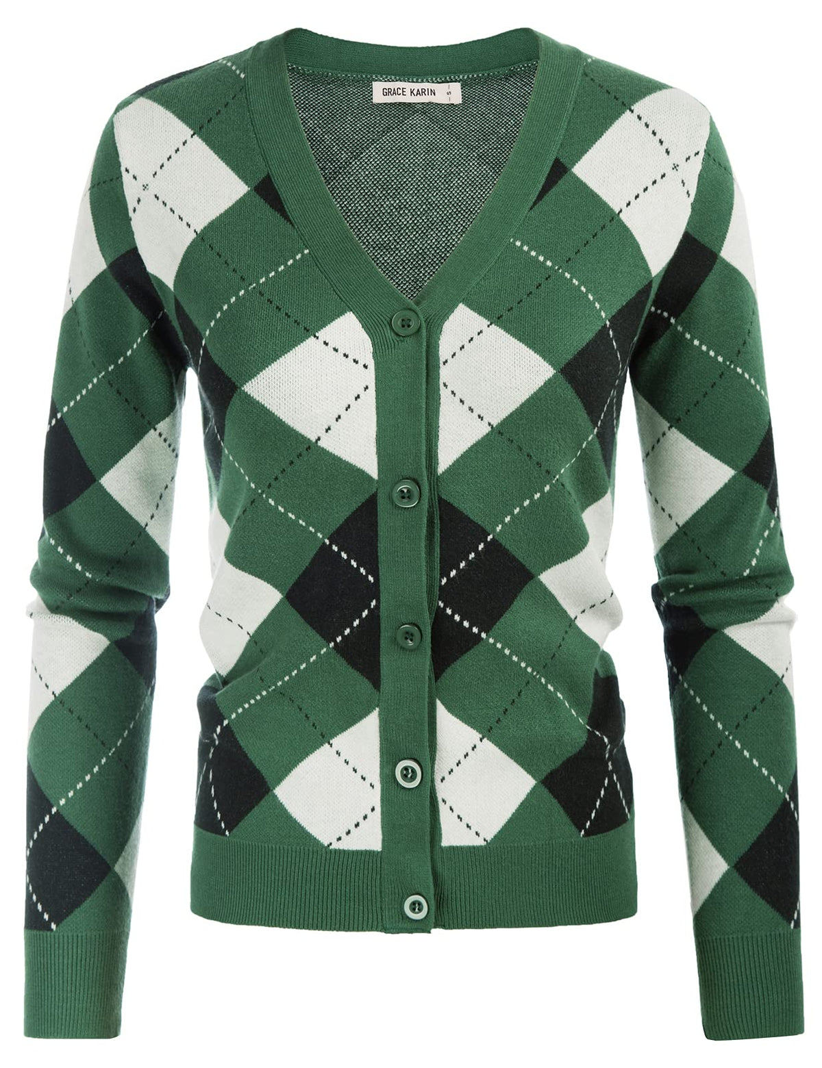 GRACE KARIN Cardigan Sweaters for Women Fall Argyle Sweater Preppy Clothes