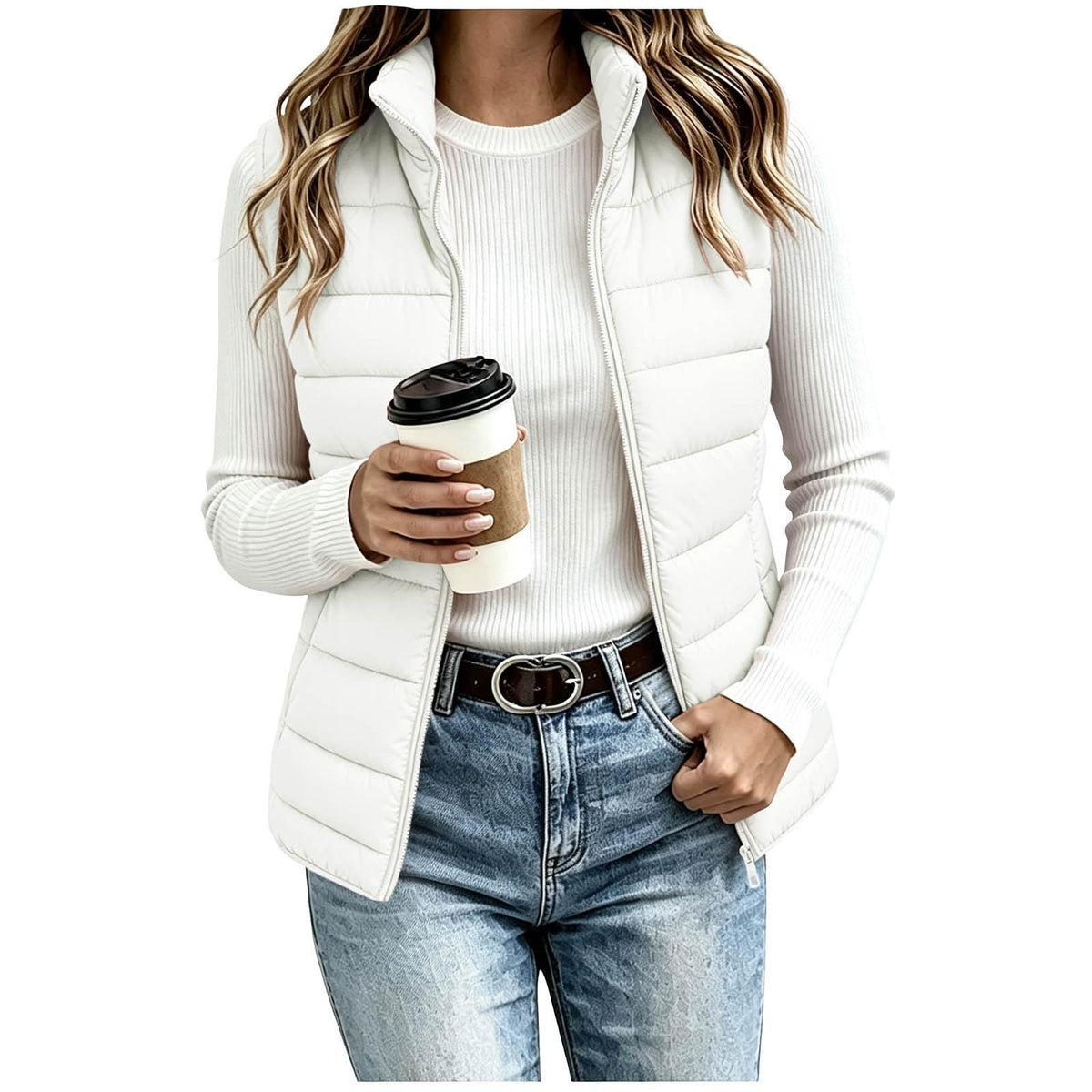 Women's Puffer Vest Lightweight Quilted Sleeveless Jacket Zip Up