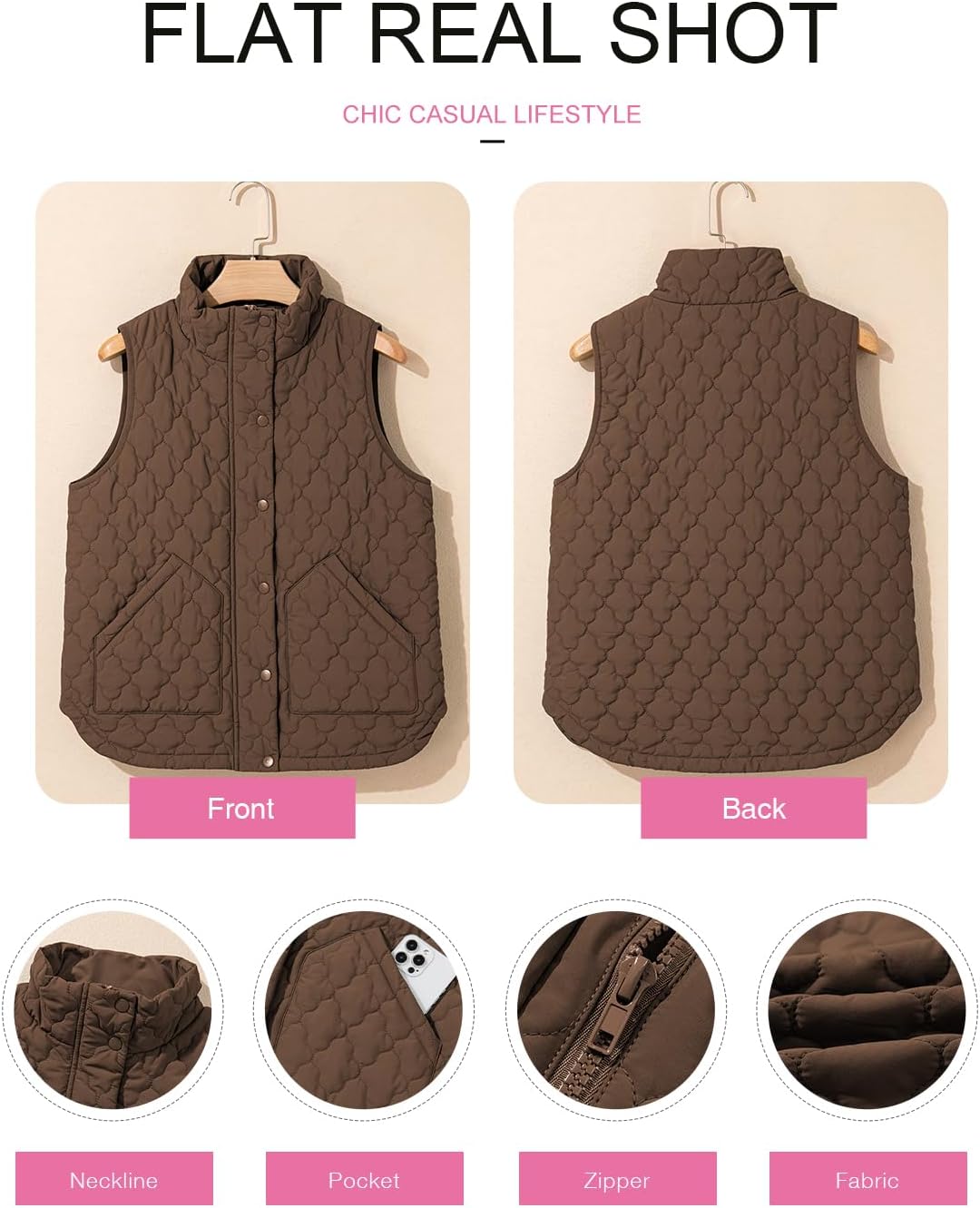 EVALESS Womens Puffer Vest Trendy Lightweight Quilted Jackets