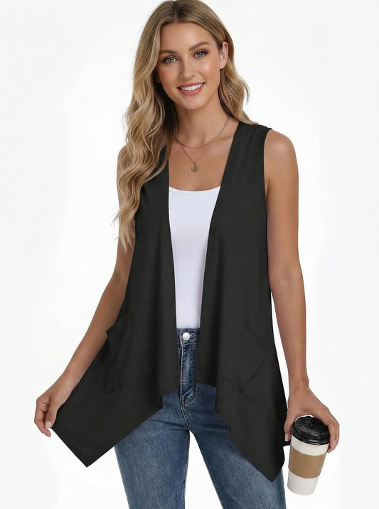 PrinStory Womens Sleeveless Cardigan Vest Lightweight Open Front Cardigan