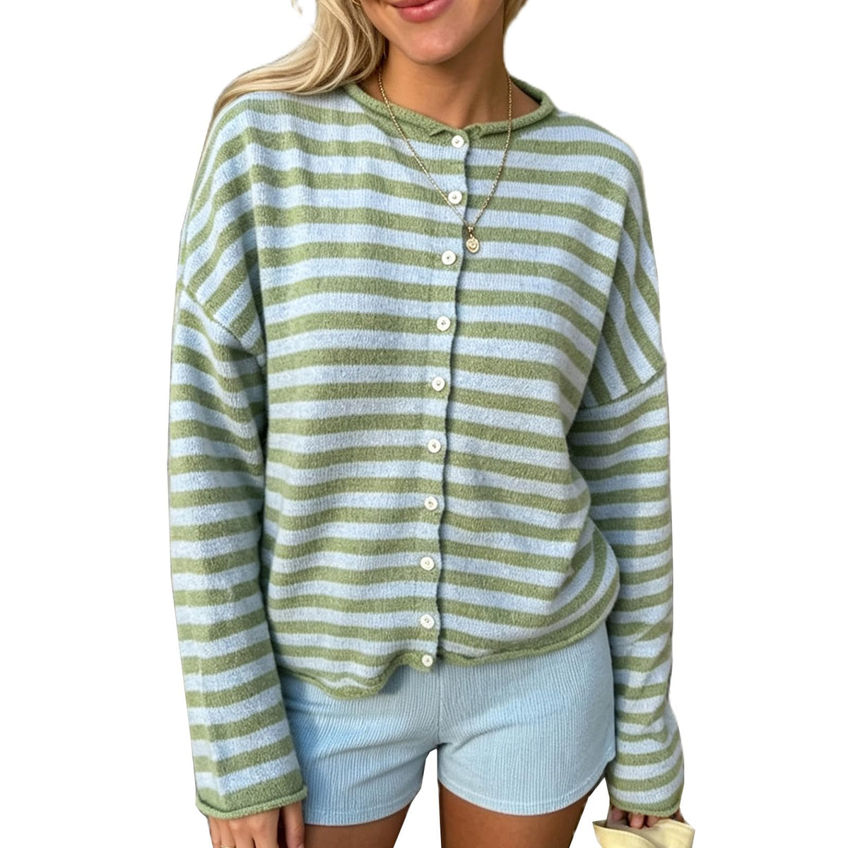 Women Knit Cardigan Sweaters Long Sleeve Button Down Loose Top