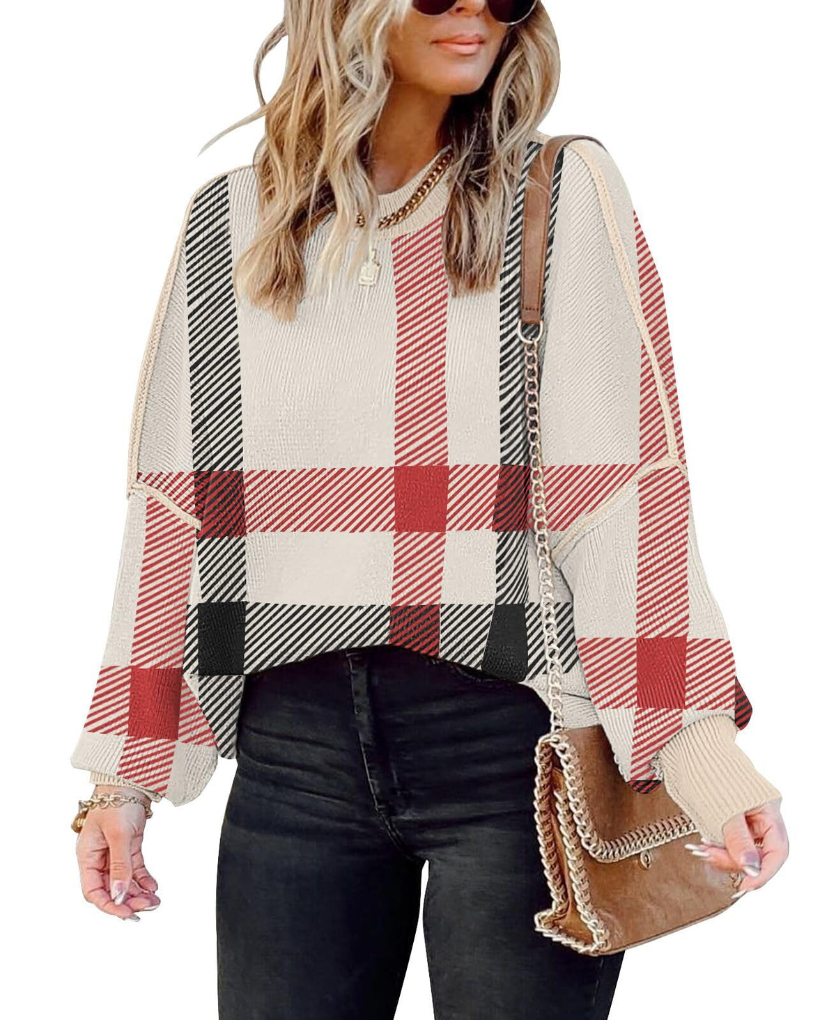 Womens Sweaters Causal Crewneck Batwing Sleeve Knit Top Side Split Oversized Pullover Sweater Loose Jumper