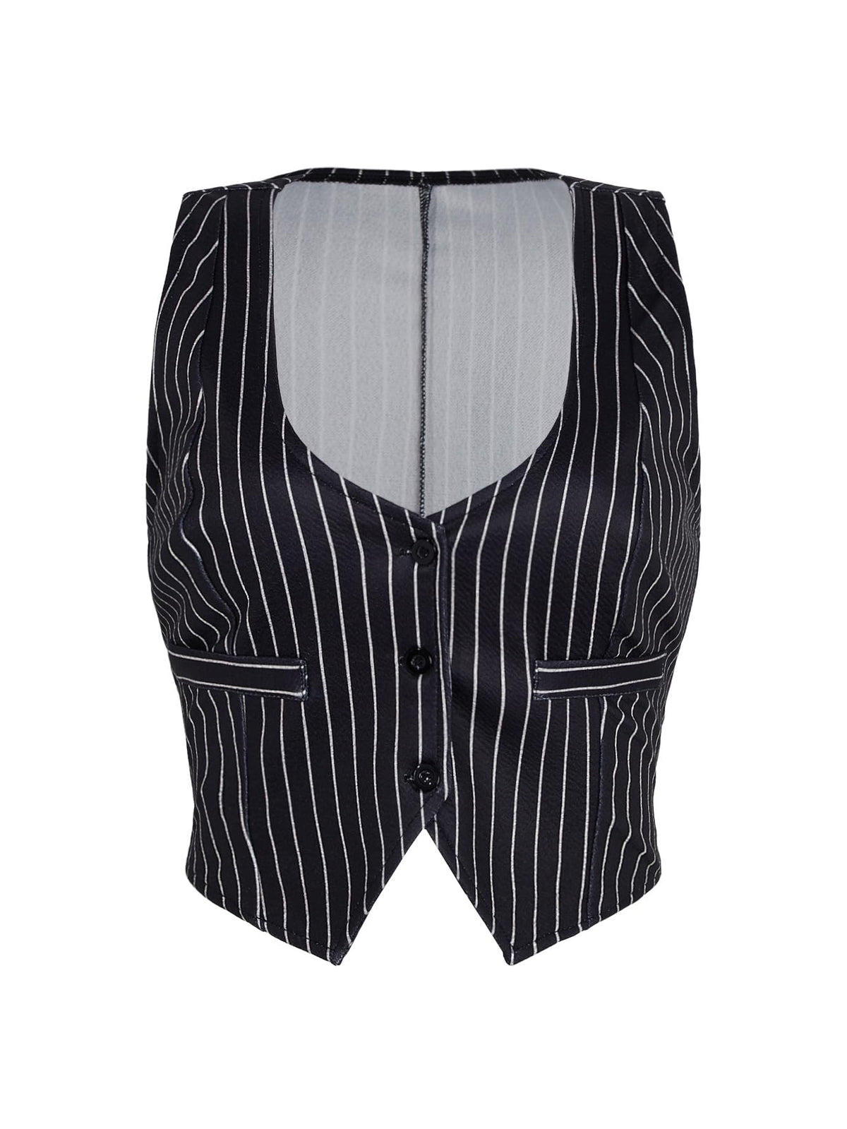 SweatyRocks Women's Solid Button Front Crop Waistcoat V Neck Vest Tops