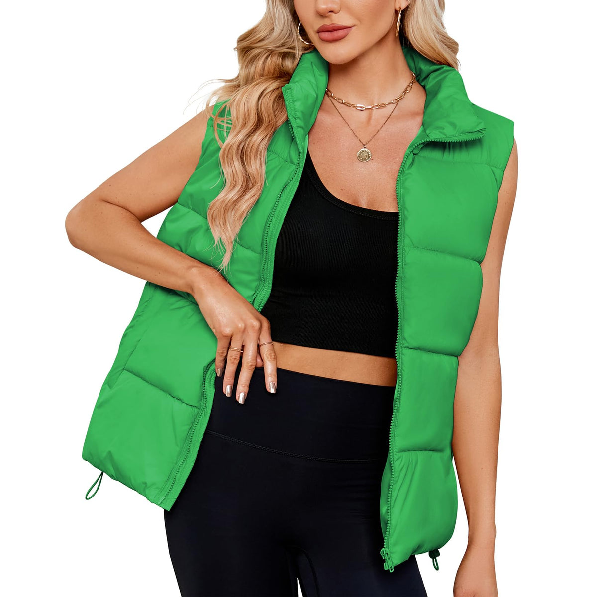 Century Star Puffer Vest for Women's Outerwear Vests Puffy Oversized 2024 Quilted Vest Tops Jackets Coat with Pockets