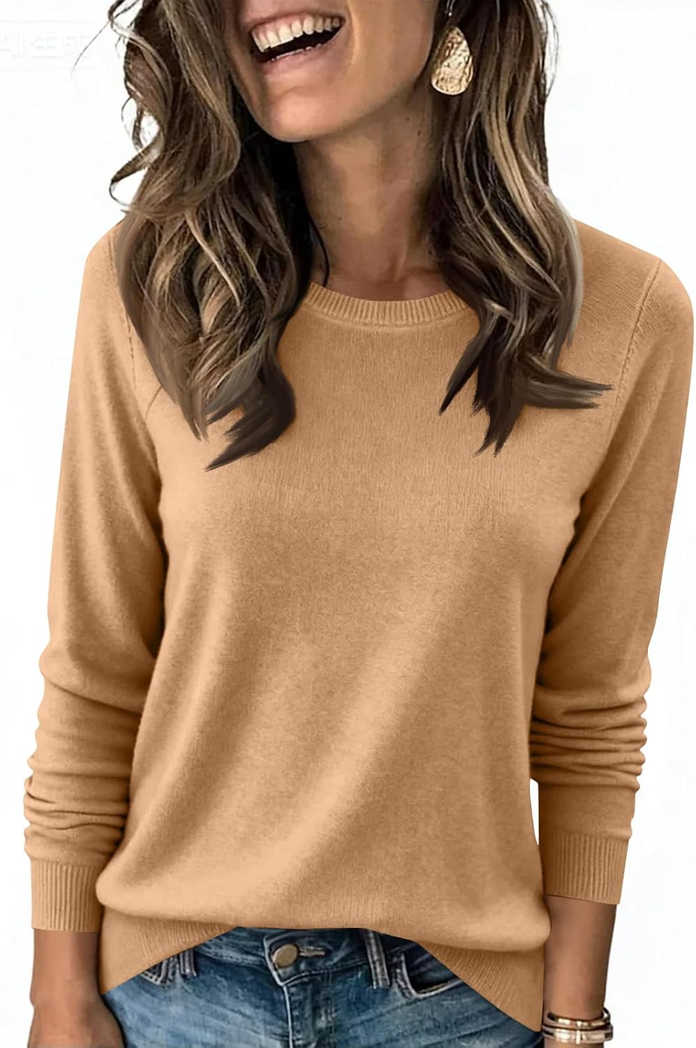 Long Sleeve Sweaters for Women Oversized Knitwear Crewneck Pullover