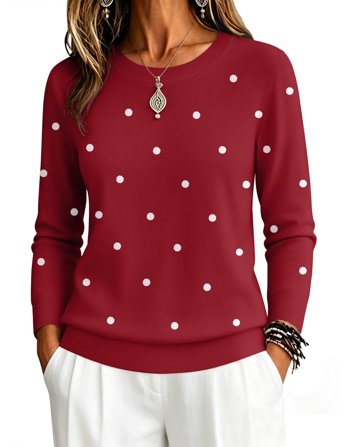 Zeagoo Womens Sweaters Long Sleeve Tops Classic Fall Clothes Crewneck Tops