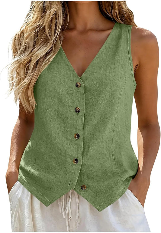 Vest Tops for Women Cotton Linen Summer Womens Vests Top Lightweight