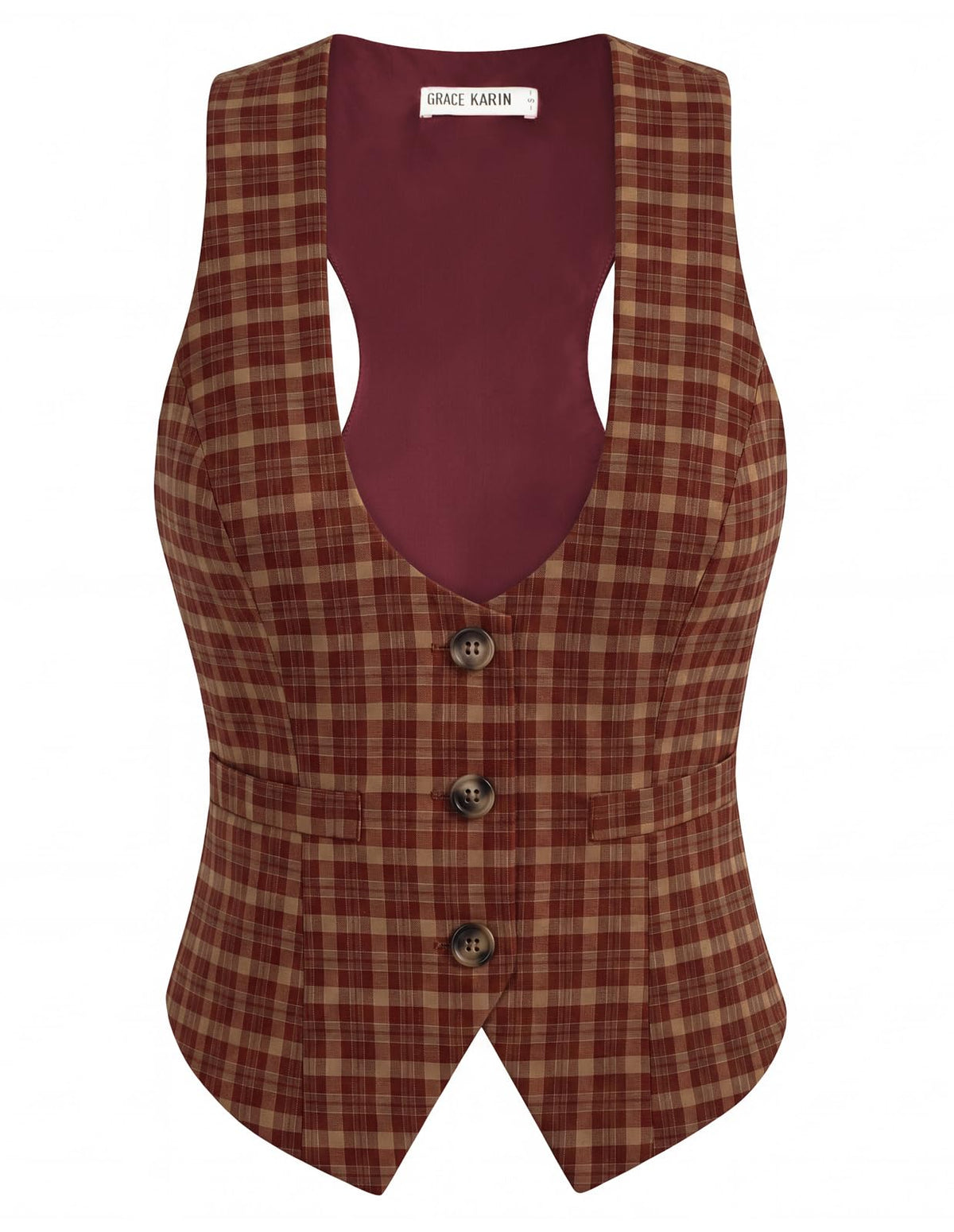 GRACE KARIN Women's Suit Vest Top, Dressy Casual Sleeveless Button Waistcoat, Fromal Steampunk Blazer for Work Office