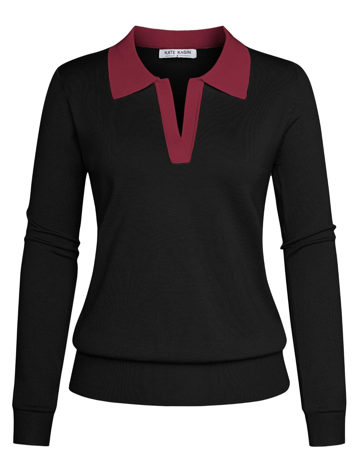 Women's Long Sleeve Classic V Neck Casual Fall Winter Polo Sweater Tops