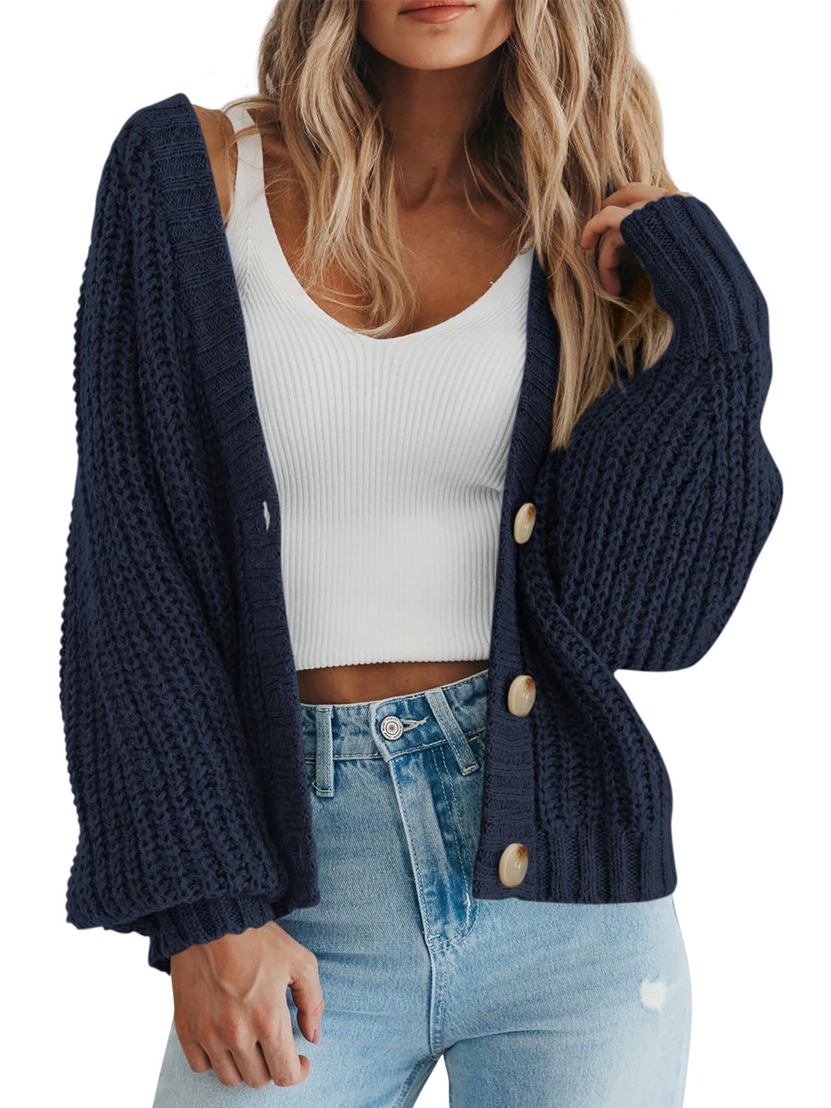 PRETTYGARDEN Women's Chunky Knit Open Front Cardigan Sweaters Fall Outfits