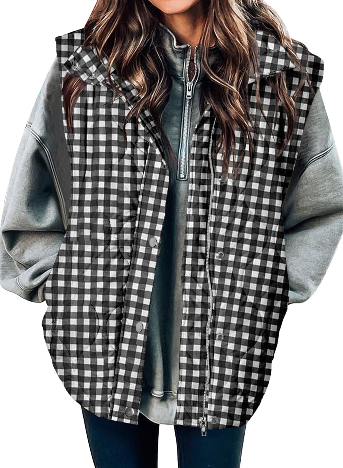 EVALESS Womens Lightweight Cropped Puffer Vest Quilted Sleeveless Jackets
