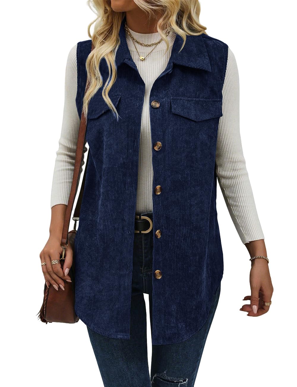 IDEALSANXUN Womens Corduroy Vest Fall Winter Sleeveless Jackets Outerwear