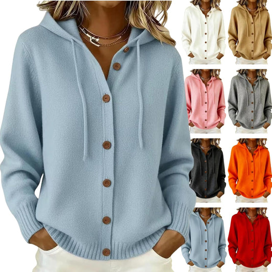 Knit Cardigan Sweaters for Women Button Down Long Sleeve Hoodies