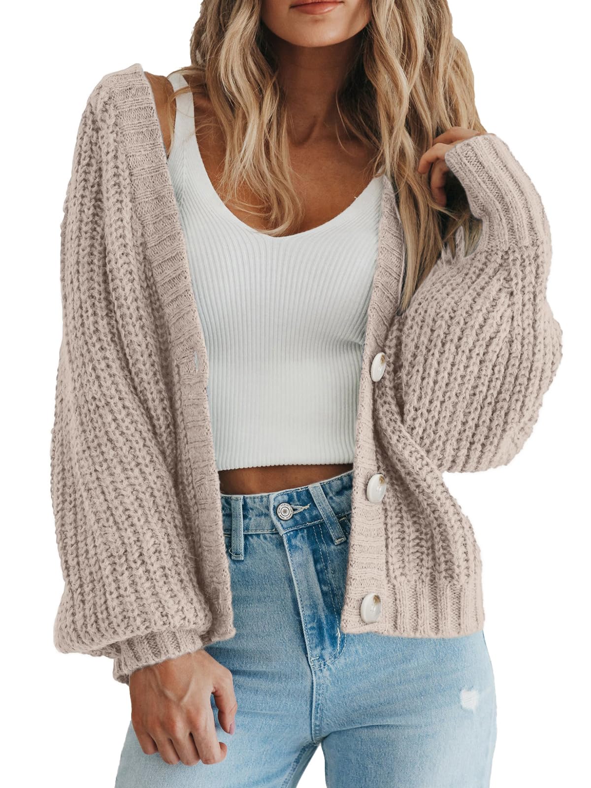 PRETTYGARDEN Women's Chunky Knit Open Front Cardigan Sweaters Fall Outfits