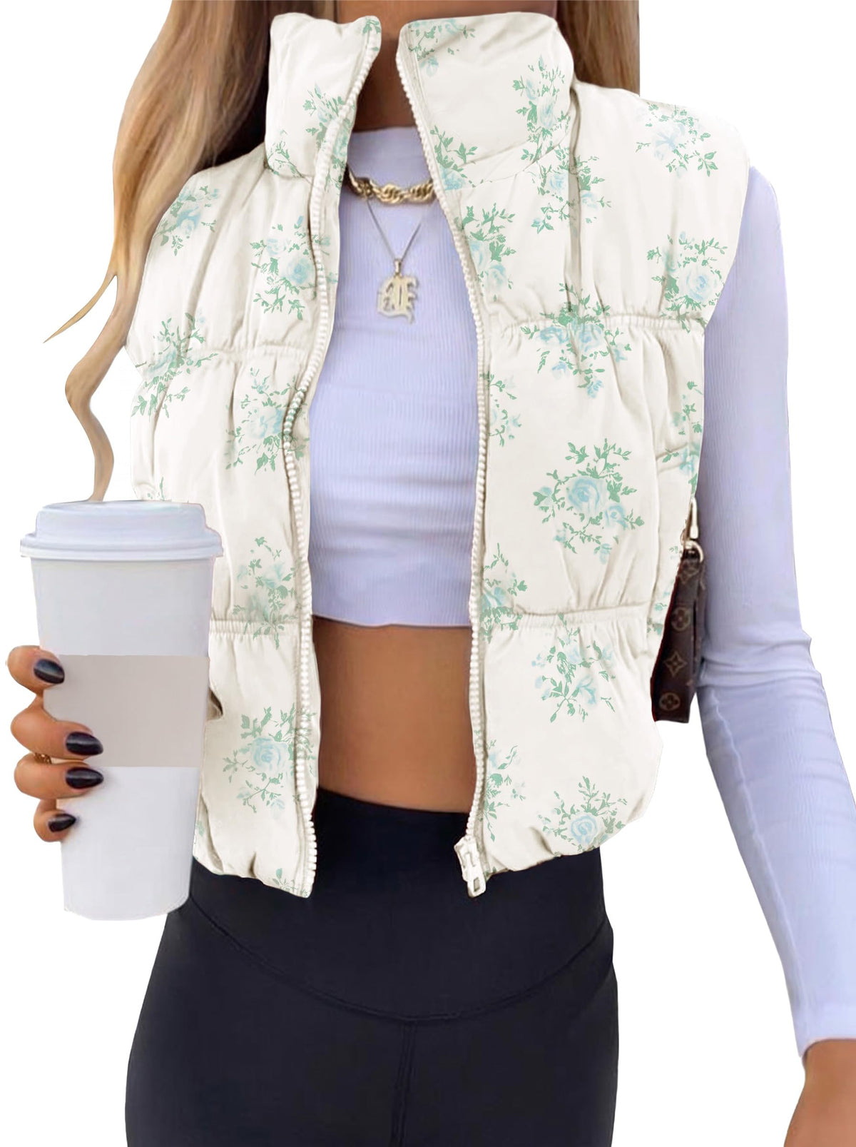 SySea Women's Crop Puffer Vest Zip Up Sleeveless Outerwear Padded Coat