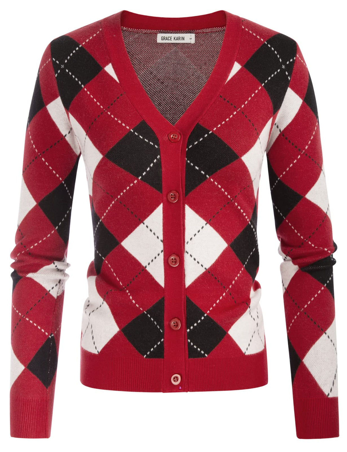 GRACE KARIN Cardigan Sweaters for Women Fall Argyle Sweater Preppy Clothes