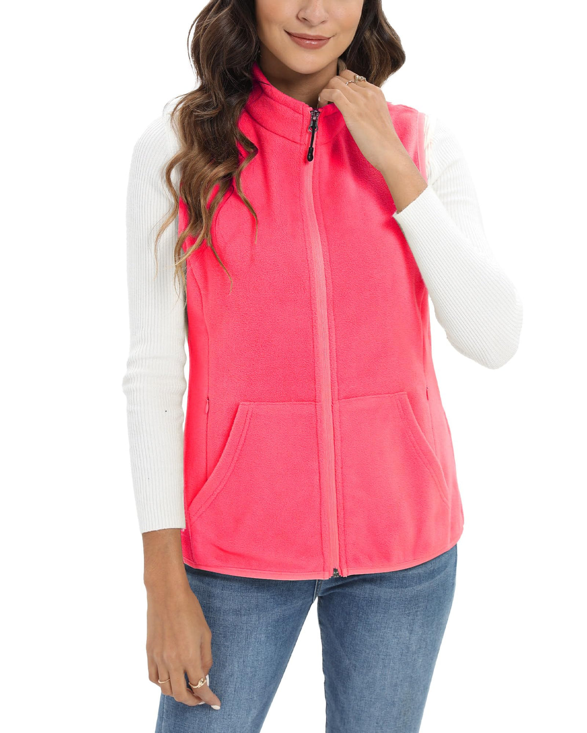 Argstar Women’s Fleece Vest with 6 Pockets, Lightweight Sleeveless Gilet
