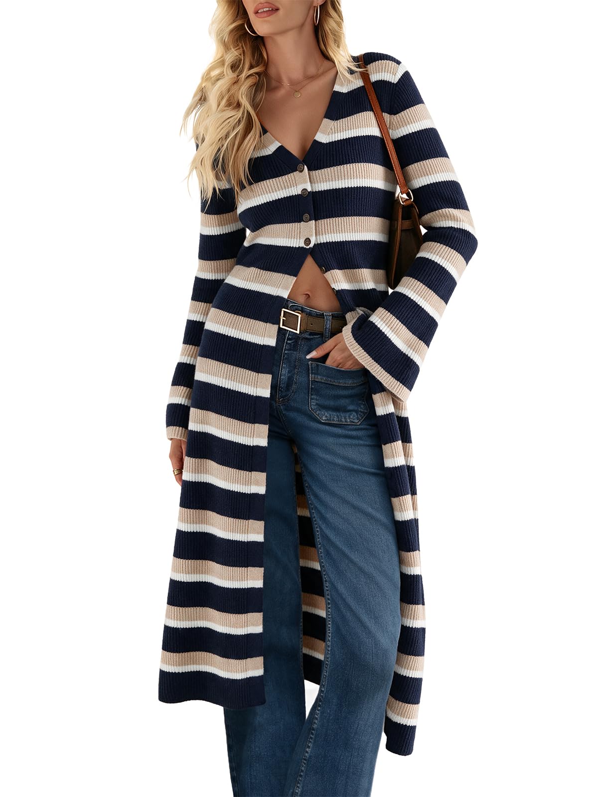Saodimallsu Womens Long Cardigan Sweaters Button Down Midi Knit Dress